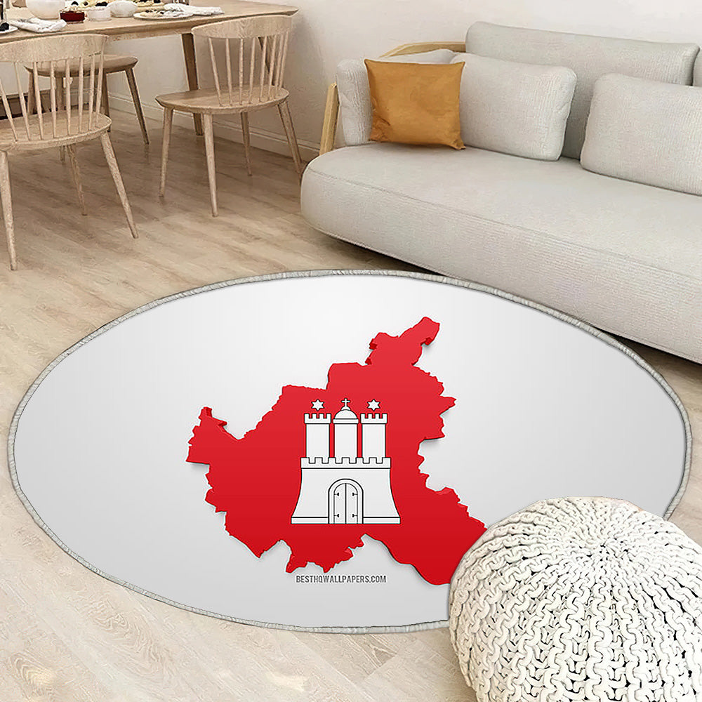 Silhouette de carte de Hambourg Tapis Sol - Tapis De Salon, Allemagne Drapeau 3D de Hambourg Allemagne Tapis Art, Tapis pour la décoration de la maison