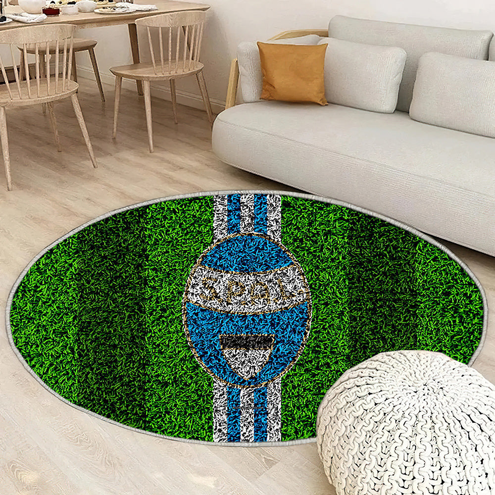 Logo Spal Fc Tapis Sol - Tapis De Salon, Club De Football Italien Bleu Blanc Tapis Art, Tapis pour la décoration de la maison