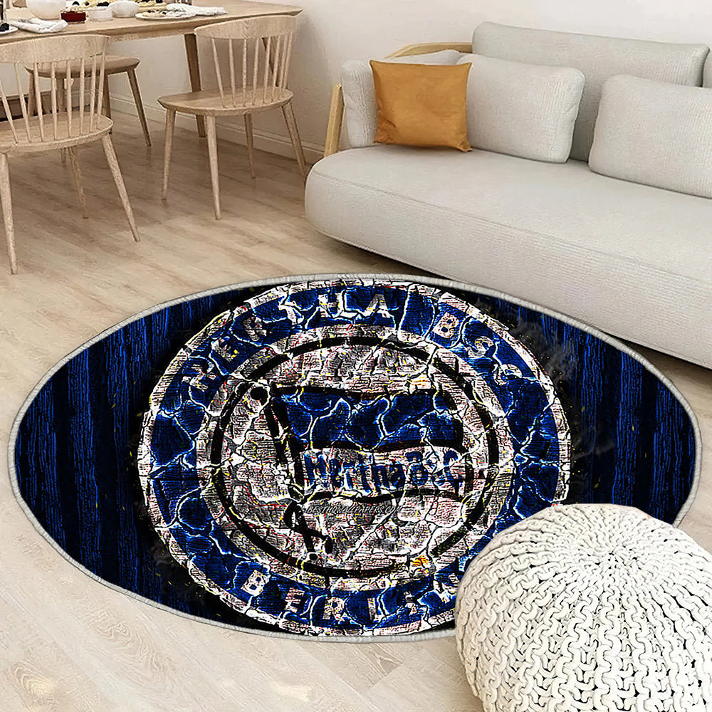 Hertha Fc Tapis Sol - Tapis De Salon, Club de Football allemand en bois bleu Bundesliga Tapis Art, Tapis pour la décoration de la maison