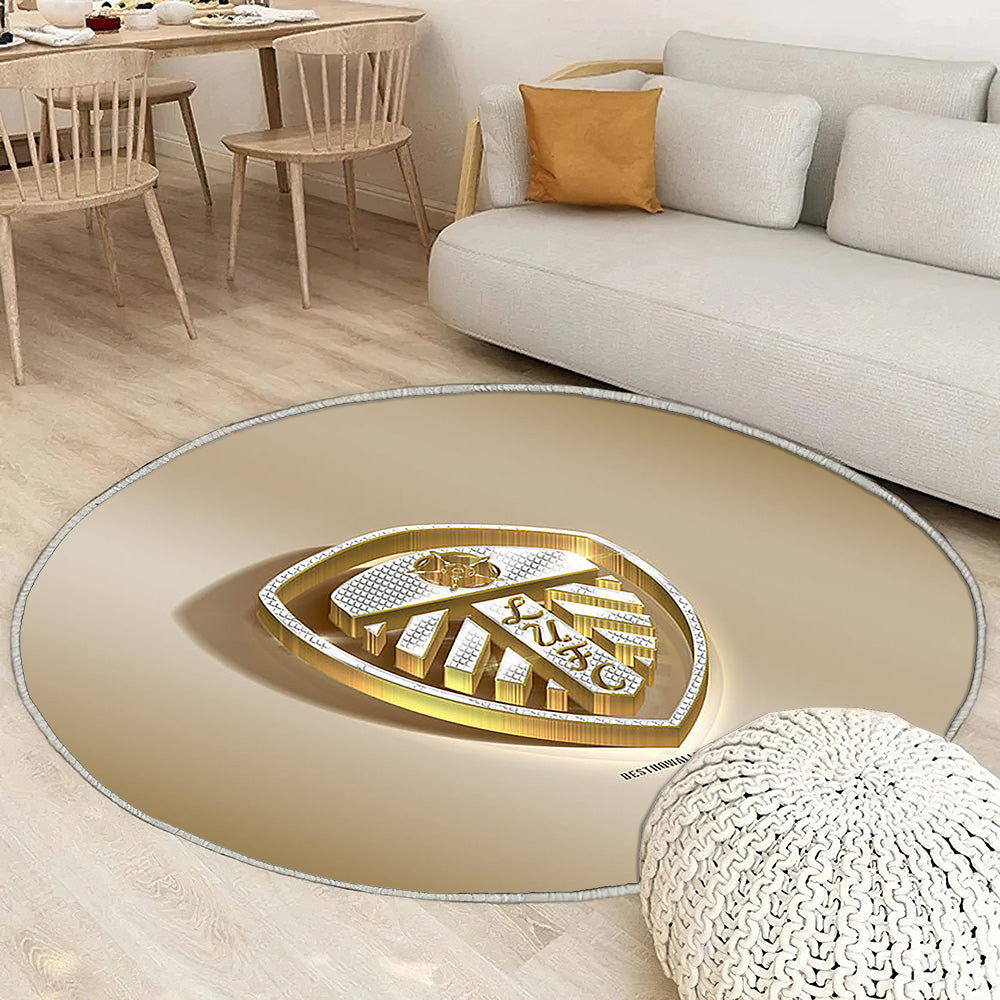 Leeds United Fc Tapis Sol - Tapis De Salon, Golden Silverleeds Angleterre Tapis Art, Tapis pour la décoration de la maison