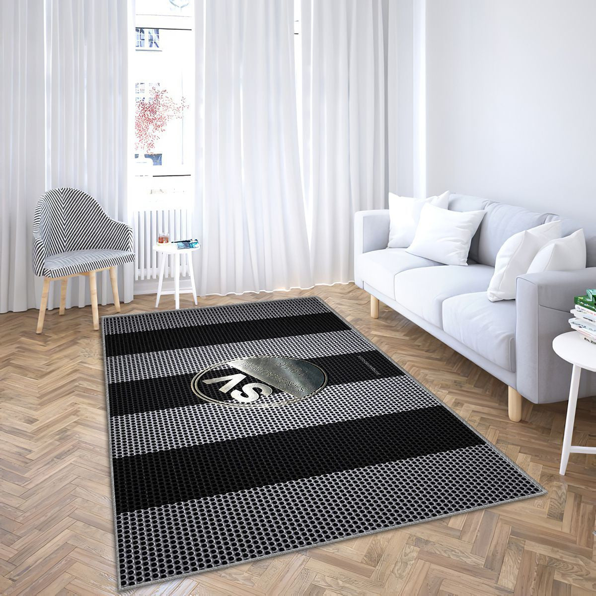 Sv Sandhausen Logonoir Maille Blanche Sv Sandhausen Tapis Sol - Tapis De Salon, Sandhausen Allemagne Tapis Art, Tapis pour la décoration de la maison