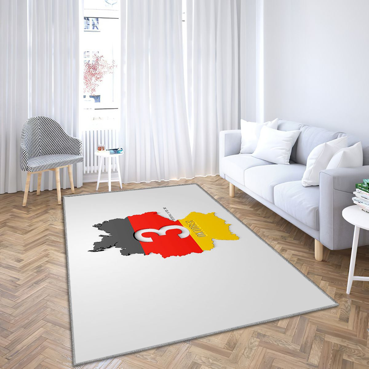Tag Der Deutschen Einheit Tapis Sol - Tapis De Salon, Allemagne Carte de silhouette 3D de l'Allemagne Journée de l'unité allemande Tapis Art, Tapis pour la décoration de la maison