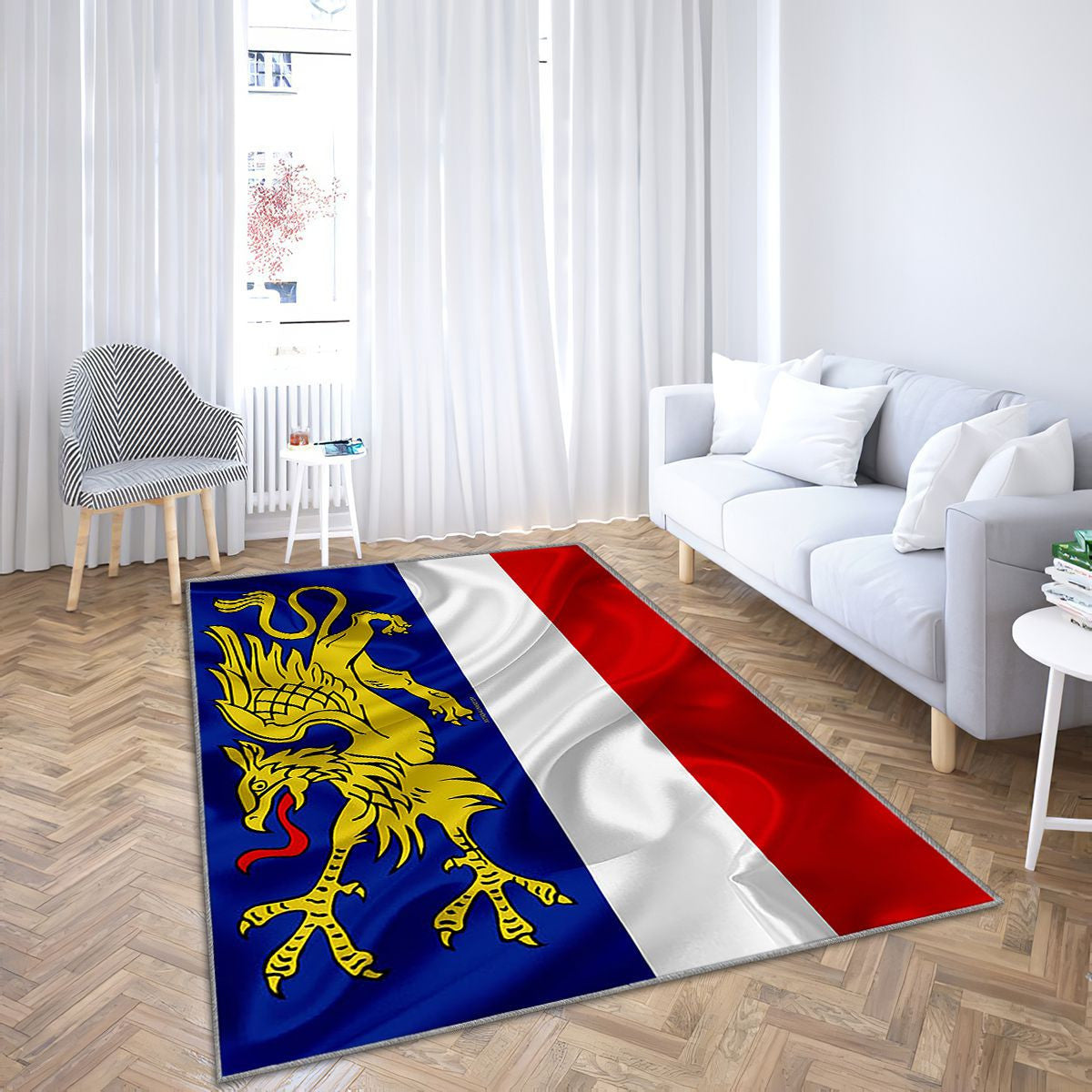 Drapeau de la ville allemande de Rostock Tapis Sol - Tapis De Salon, symboles de Rostock Tapis Art, Tapis pour la décoration de la maison