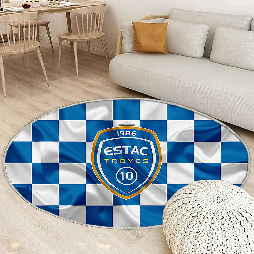 Troyes Ac Logo Tapis Sol - Tapis De Salon, Drapeau Blanc Bleu Footballtroyes Français Tapis Art, Tapis pour la décoration de la maison