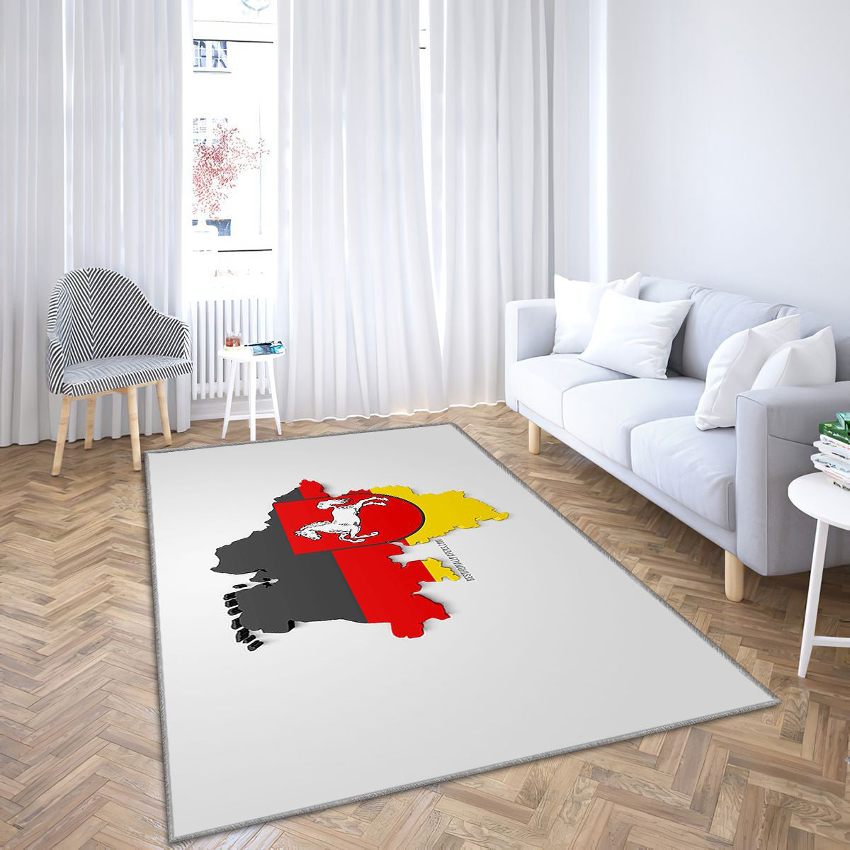Silhouette de carte de Basse-Saxe Tapis Sol - Tapis De Salon, Allemagne Basse-Saxe Tapis Art, Tapis pour la décoration de la maison