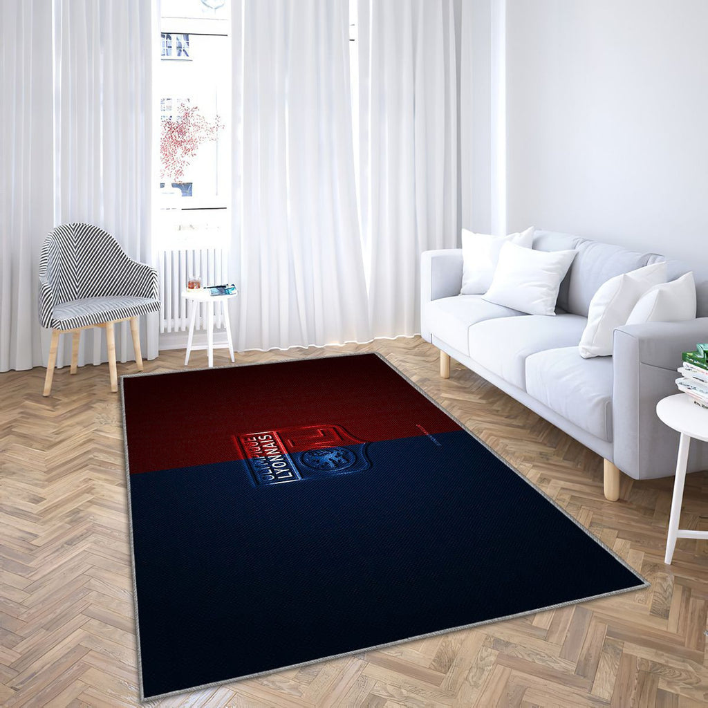 Olympique Lyonnais Tapis Sol - Tapis De Salon, Ligue 1 Bleu-Redolympique Lyon Tapis Art, Tapis pour la décoration de la maison