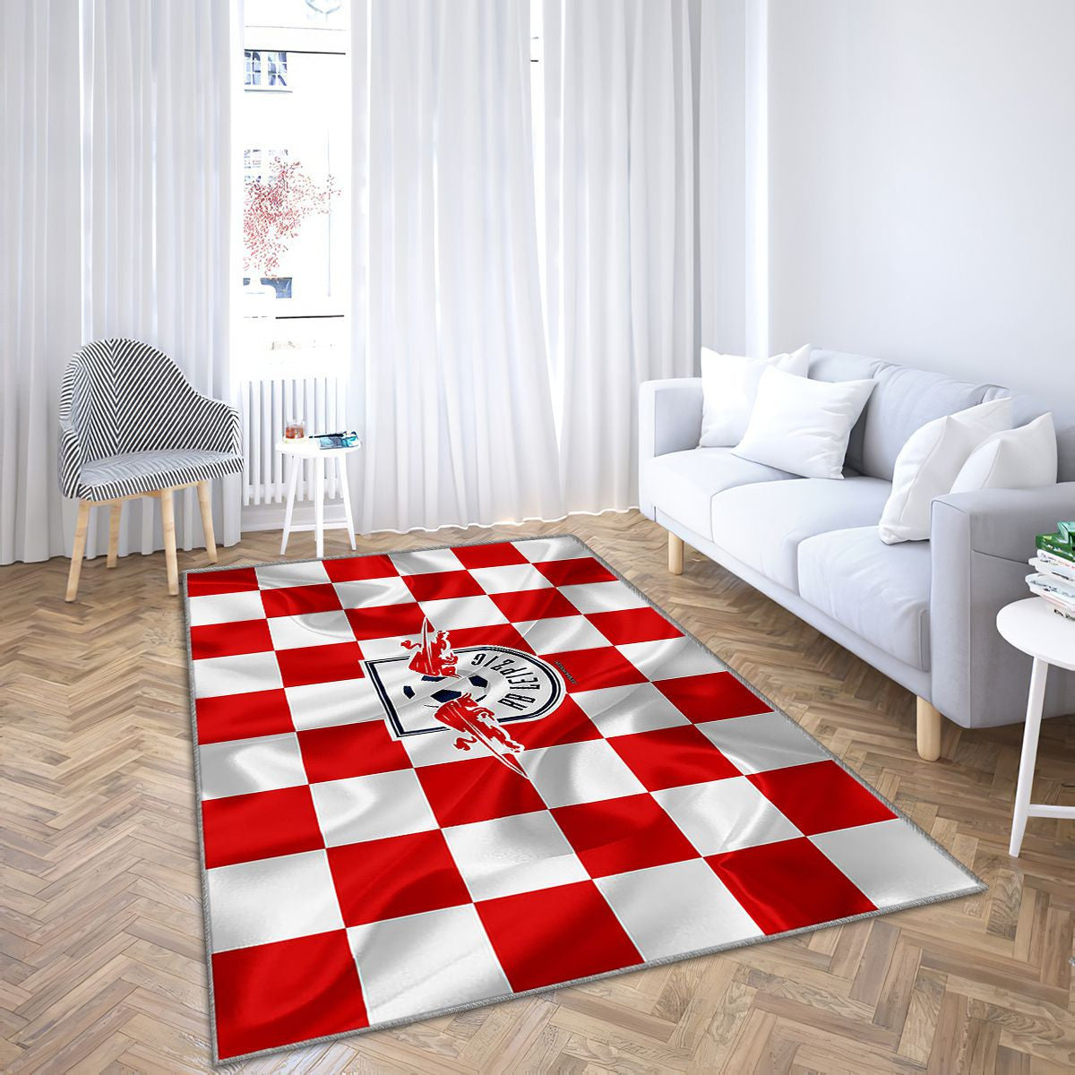 Logo Rb Leipzig Tapis Sol - Tapis De Salon, drapeau rouge et blanc du club de football allemand Bundesligaleipzig Tapis Art, Tapis pour la décoration de la maison