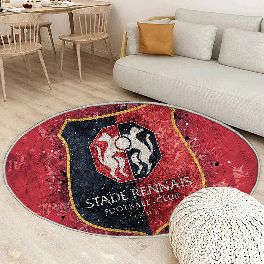Stade Rennais Fc Art Géométrique Rennes Tapis Sol - Tapis De Salon, Tapis Art, Tapis pour la décoration de la maison