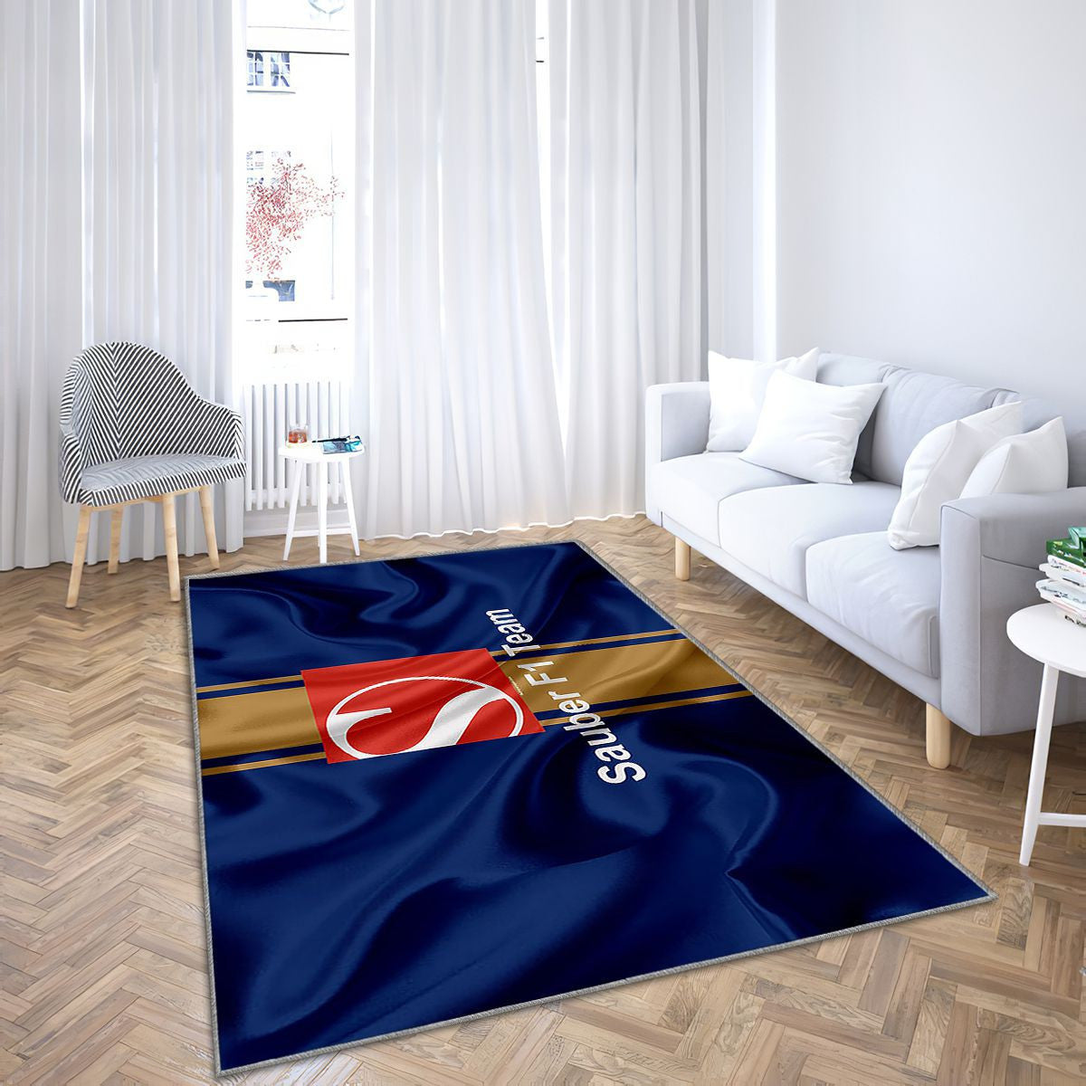 Sauber F1 Team Racing Team Tapis Sol - Tapis De Salon, Sauberf1 Blue Silk Flag Tapis Art, Tapis pour la décoration de la maison