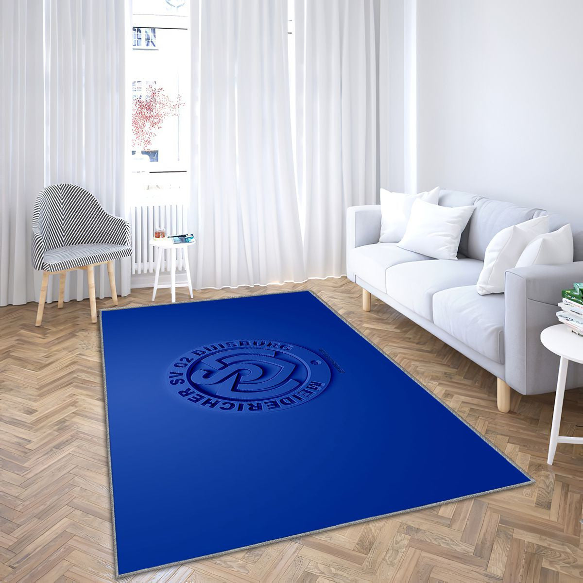 Msv Duisburg Tapis Sol - Tapis De Salon, Club de football bleu 3D allemand Tapis Art, Tapis pour la décoration de la maison