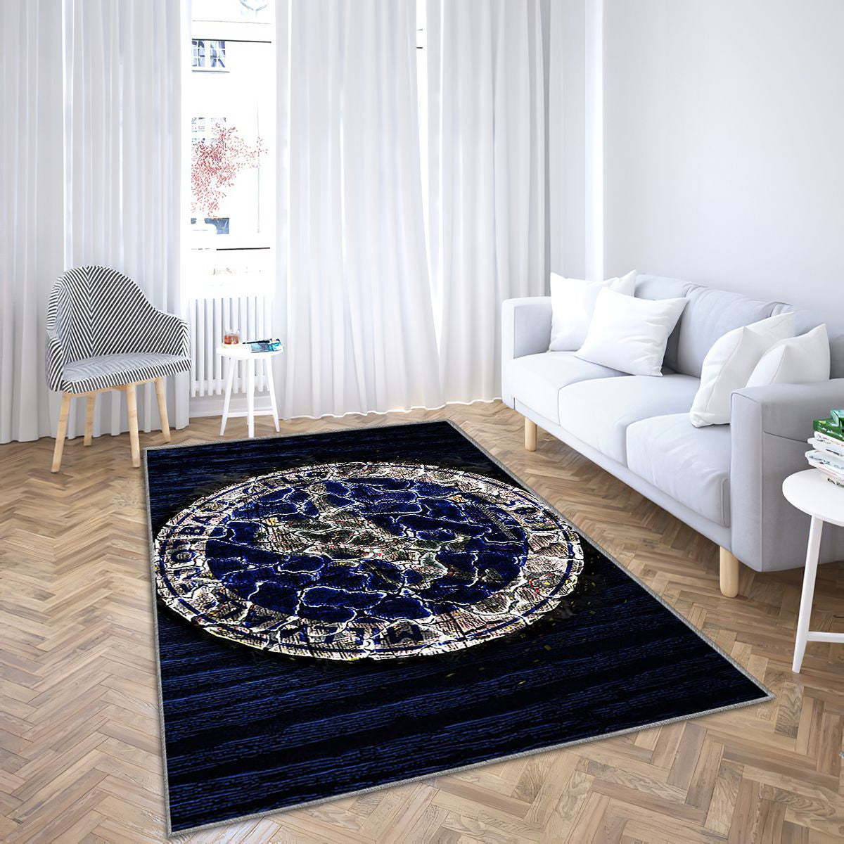 Millwall Tapis Sol - Tapis De Salon, Championnat du Club de Football Anglais en Bois Bleu Tapis Art, Tapis pour la décoration de la maison