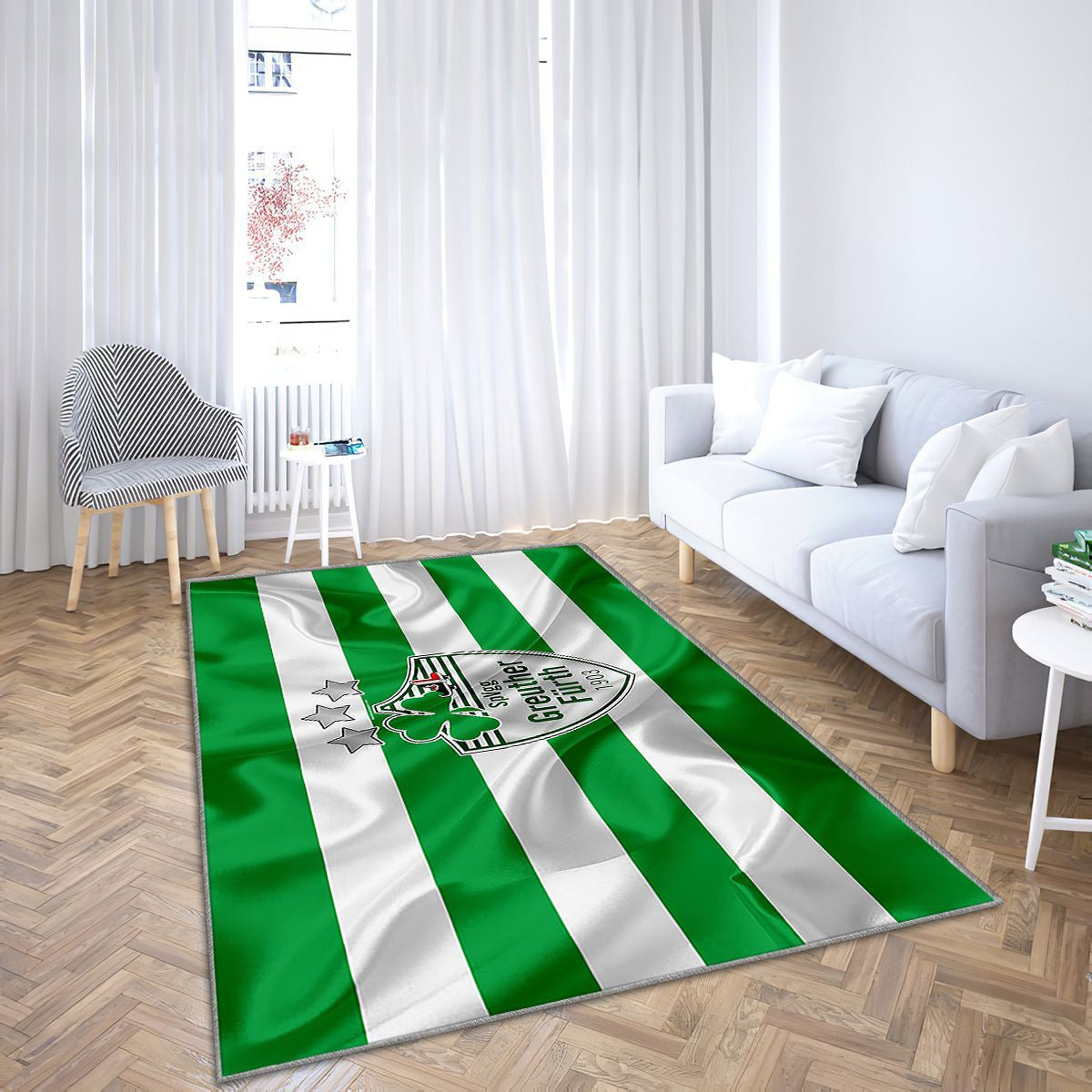Spvgg Greuther Furth Vert Blanc Soie Drapeau 2 Bundesliga Tapis Sol - Tapis De Salon, Fuerth Allemagne Tapis Art, Tapis pour la décoration de la maison
