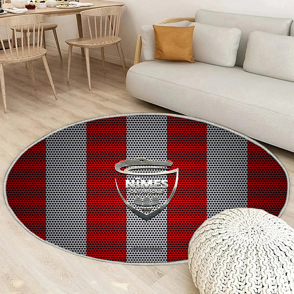 Nimes Olympique Logored Mesh Blanc Nimes Olympique Tapis Sol - Tapis De Salon, Nimes France Tapis Art, Tapis pour la décoration de la maison