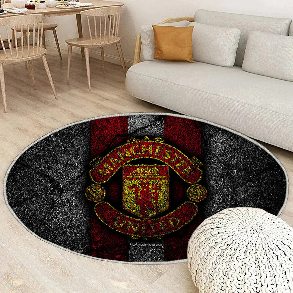 Logo Manchester United Fc Tapis Sol - Tapis De Salon, Grunge Mu Angleterre Tapis Art, Tapis pour la décoration de la maison