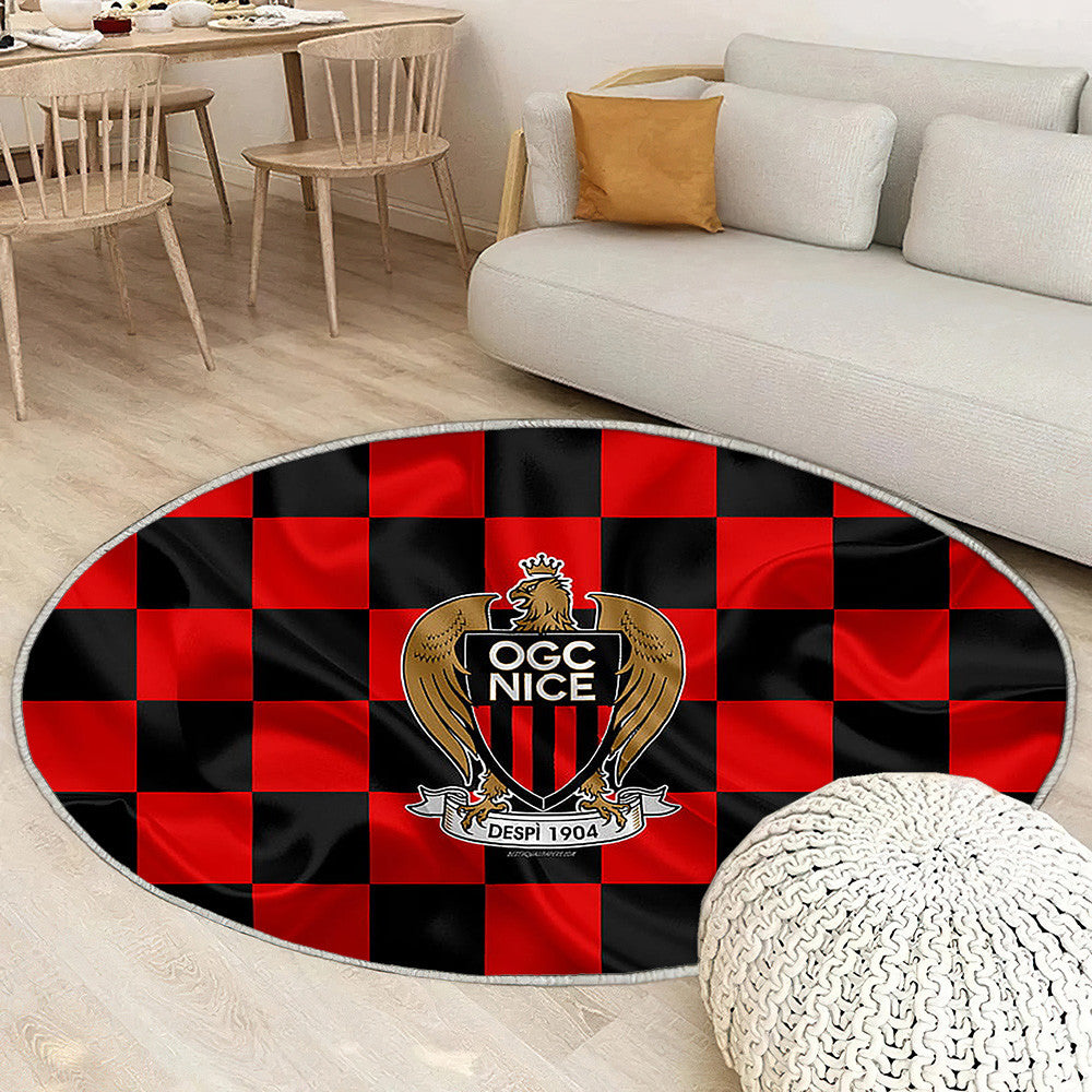 Logo Ogc Nice Tapis Sol - Tapis De Salon, Drapeau Rouge Noir Footballnice Tapis Art, Tapis pour la décoration de la maison