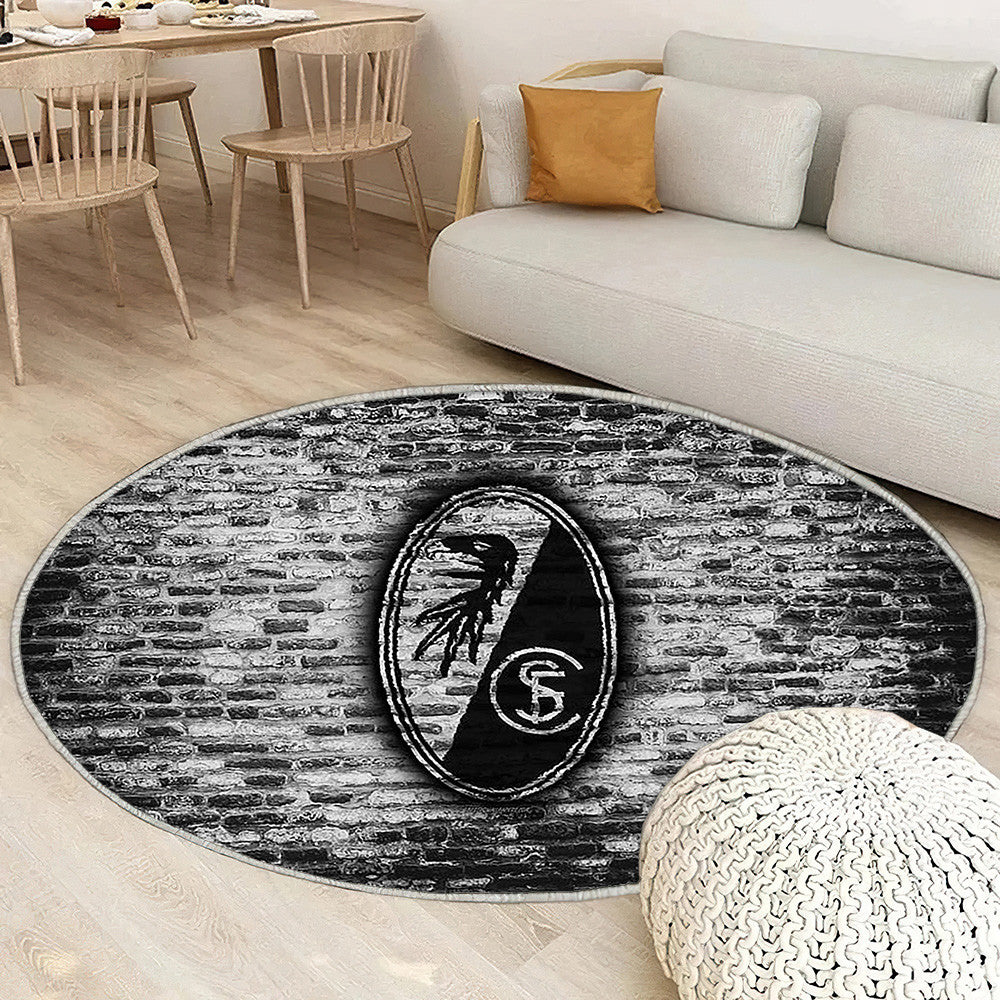 Freiburg Fc Tapis Sol - Tapis De Salon, Mur De Briques Blanches Bundesliga Club De Football Allemand Tapis Art, Tapis pour la décoration de la maison