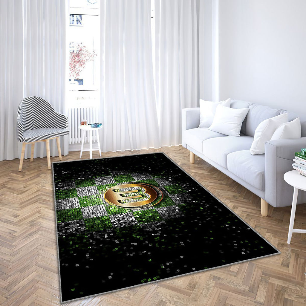 Wolfsburg Fc Tapis Sol - Tapis De Salon, Bundesliga Football Blanc Vert Tapis Art, Tapis pour la décoration de la maison