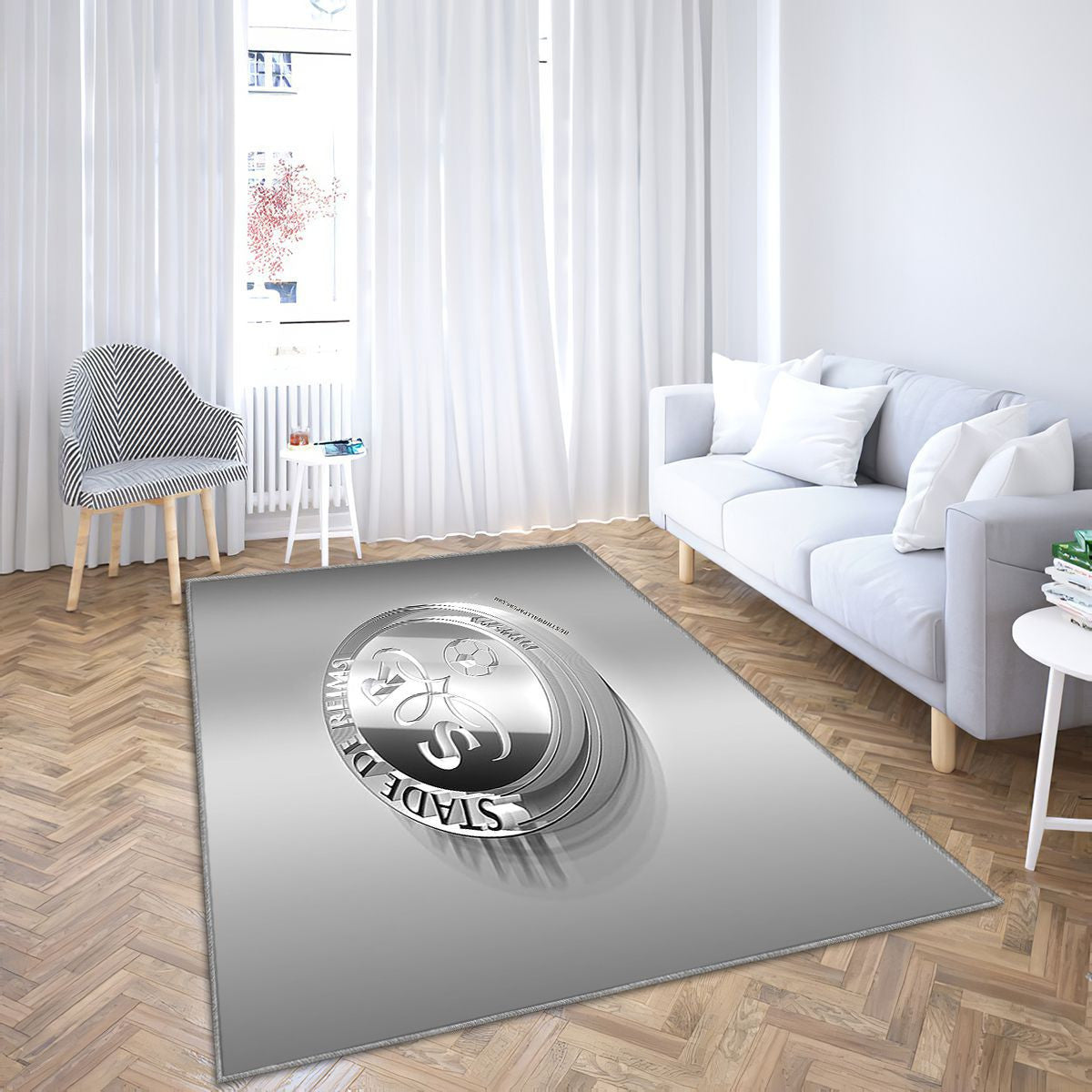 Stade De Reims Tapis Sol - Tapis De Salon, Football Français Tapis Art, Tapis pour la décoration de la maison