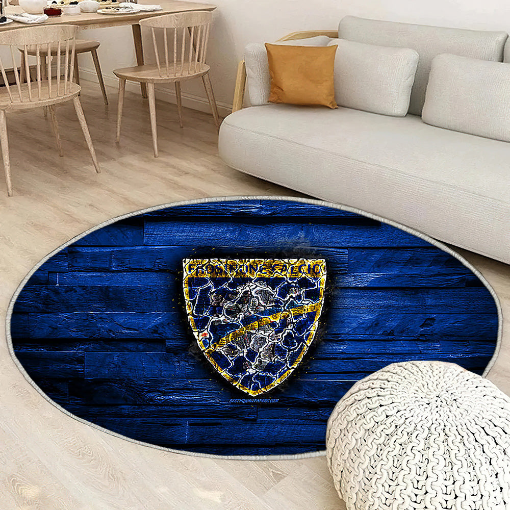 Frosinone Fc Tapis Sol - Tapis De Salon, Serie A Club De Football Italien En Bois Bleu Tapis Art, Tapis pour la décoration de la maison