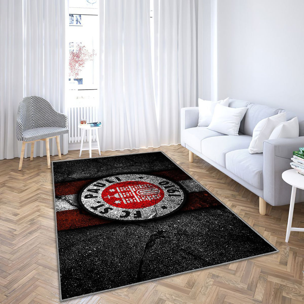 St Pauli Fc Grunge Tapis Sol - Tapis De Salon, Bundesliga 2Équipe allemande de football Tapis Art, Tapis pour la décoration de la maison