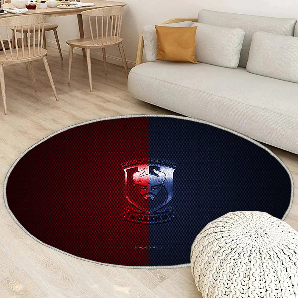Stade Malherbe Caen Tapis Sol - Tapis De Salon, Ligue 2 Rouge Bleu Bleu Carbone Fibre Tapis Art, Tapis pour la décoration de la maison