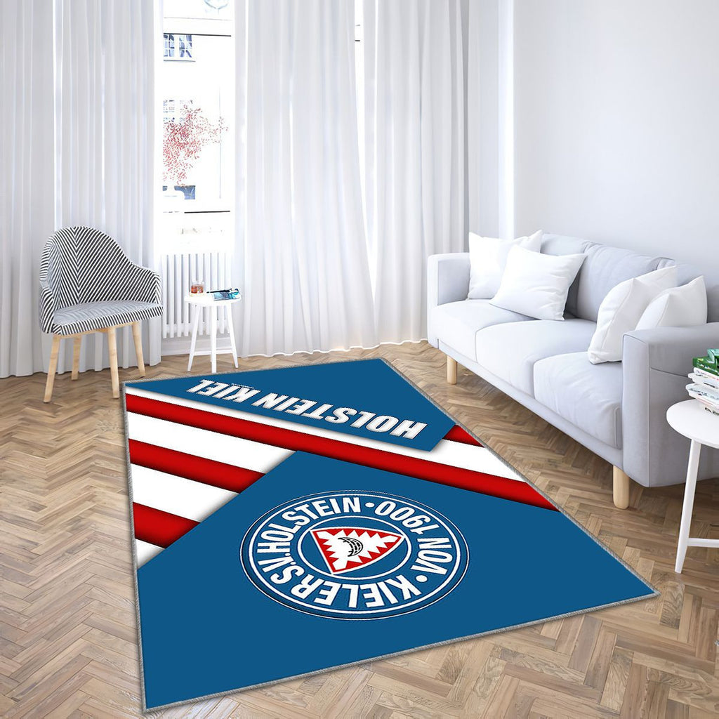 Holstein Kiel Fcbleu-Rouge Blanc Ion Kiel Tapis Sol - Tapis De Salon, Bundesliga 2 Tapis Art, Tapis pour la décoration de la maison