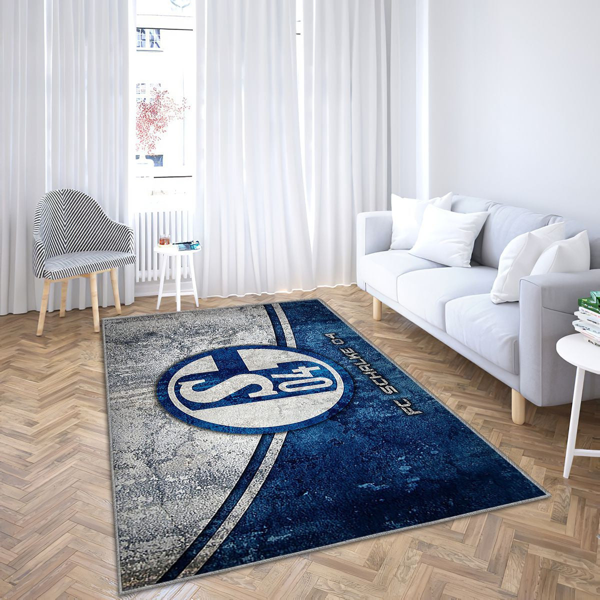 Schalke 04 Fc Tapis Sol - Tapis De Salon, Grunge Bundesliga Club De Football Allemand Tapis Art, Tapis pour la décoration de la maison