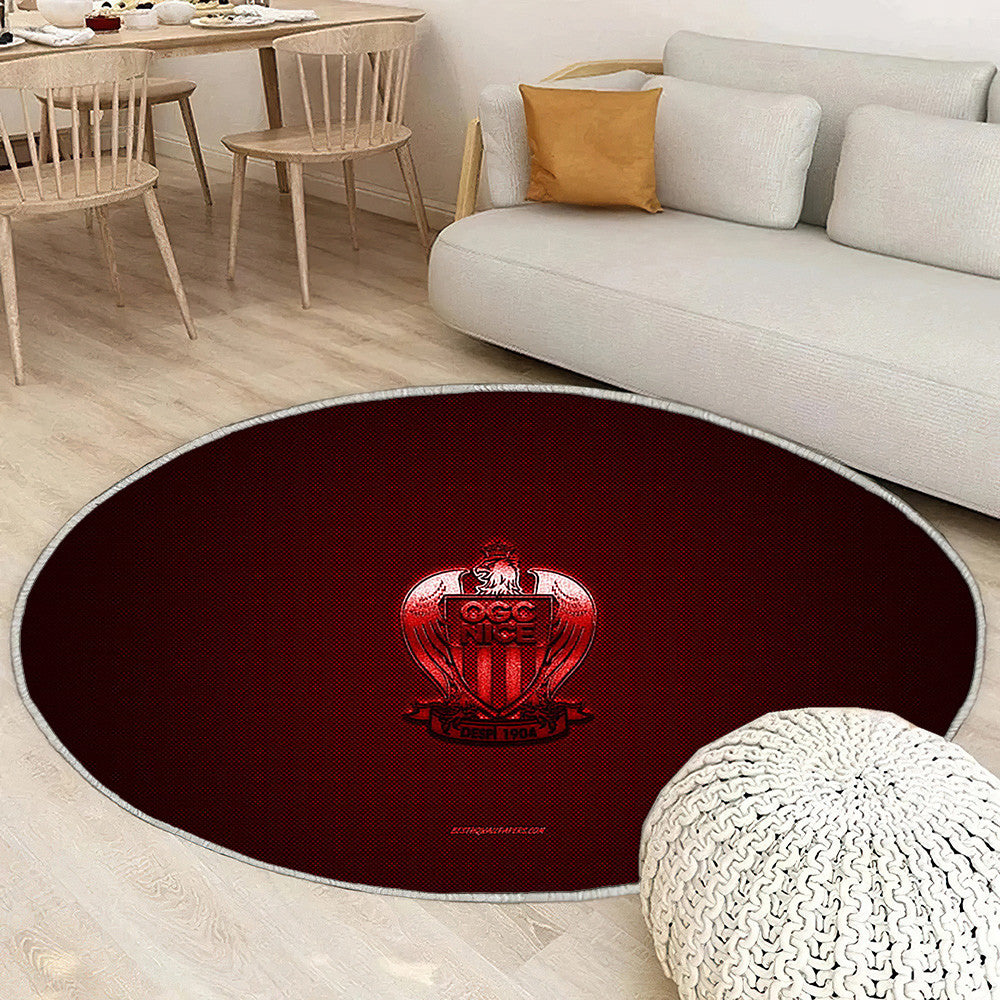 Ogc Nice Tapis Sol - Tapis De Salon, Ligue 1 Rouge Rouge Fibre de Carbone Tapis Art, Tapis pour la décoration de la maison