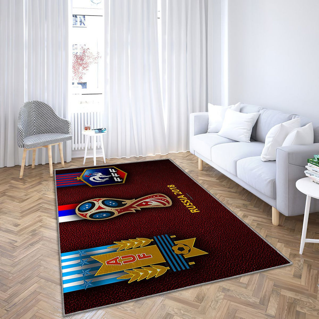 Uruguay contre France2018 Coupe du Monde de la Fifa Russie 2018 Tapis Sol - Tapis De Salon, Match de Football Tapis Art, Tapis pour la décoration de la maison