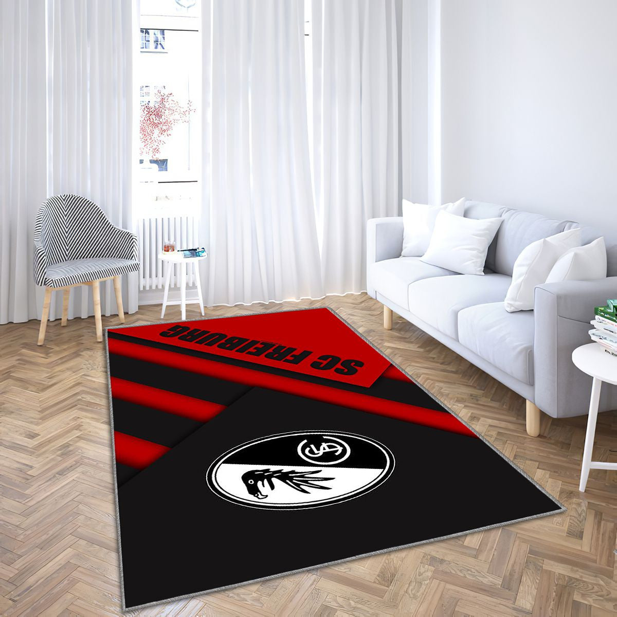 Sc Fribourg Tapis Sol - Tapis De Salon, Club de football allemand White Black Ion Tapis Art, Tapis pour la décoration de la maison
