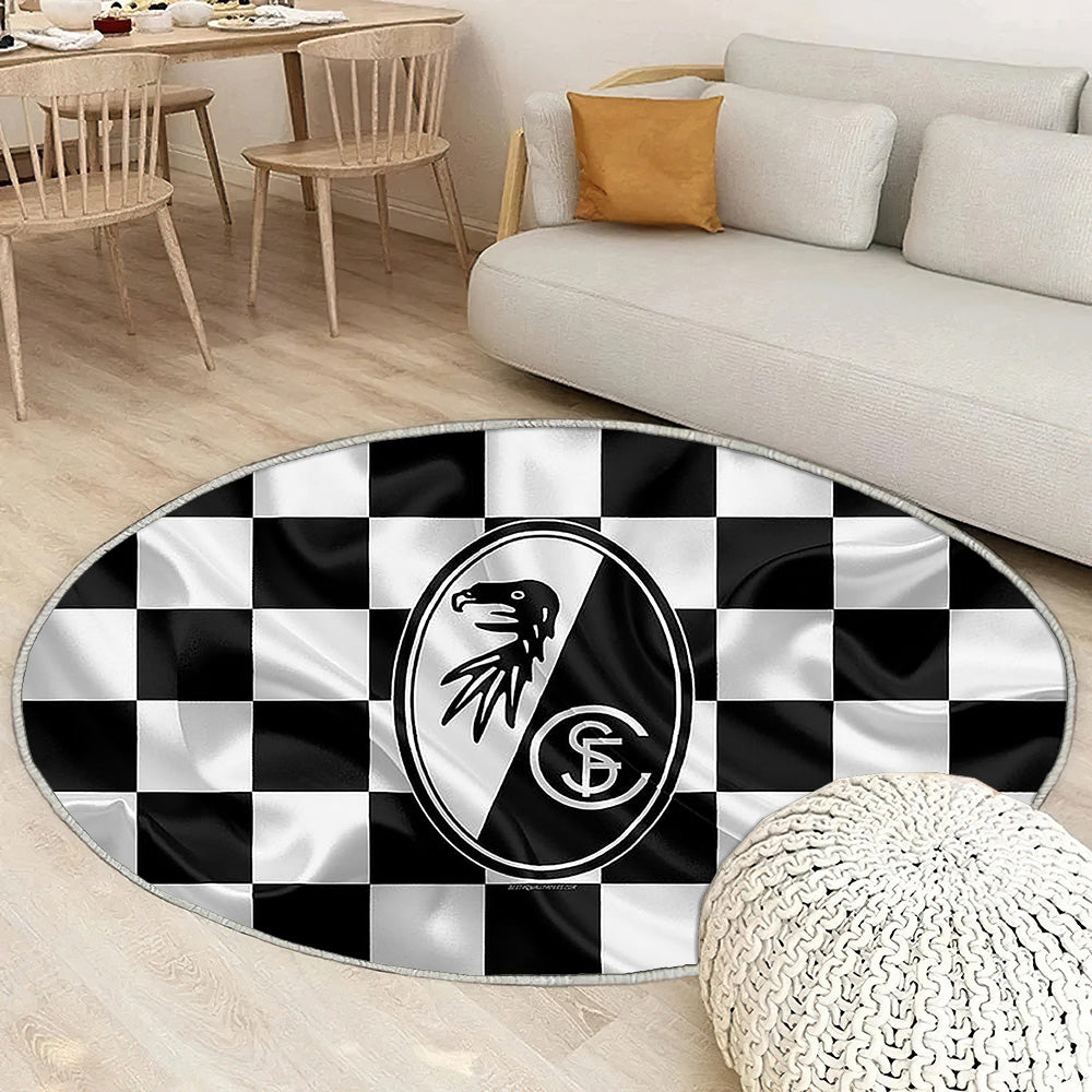 Logo Sc Fribourg Tapis Sol - Tapis De Salon, drapeau noir et blanc Tapis Art, Tapis pour la décoration de la maison