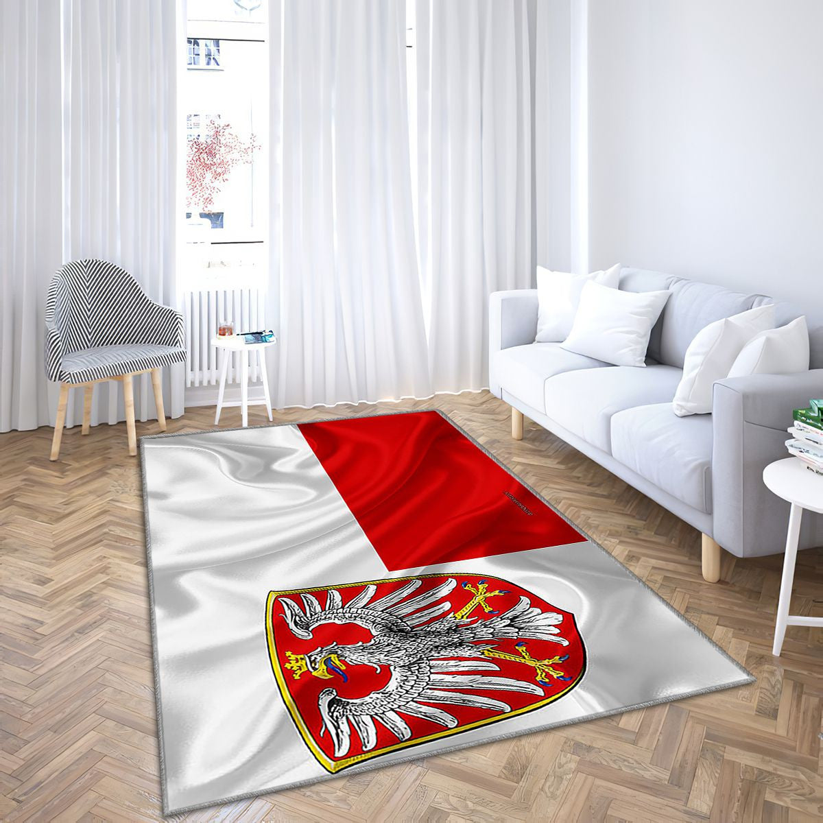 Drapeau de Francfort Tapis Sol - Tapis De Salon, ville allemande de Francfort en Allemagne Tapis Art, Tapis pour la décoration de la maison