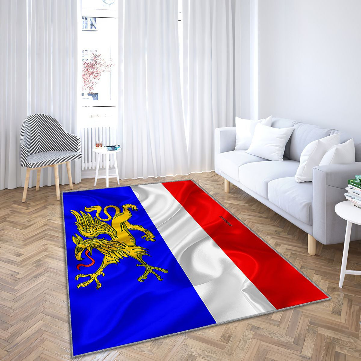 Drapeau de Rostock Tapis Sol - Tapis De Salon, ville allemande Rostock Allemagne Tapis Art, Tapis pour la décoration de la maison