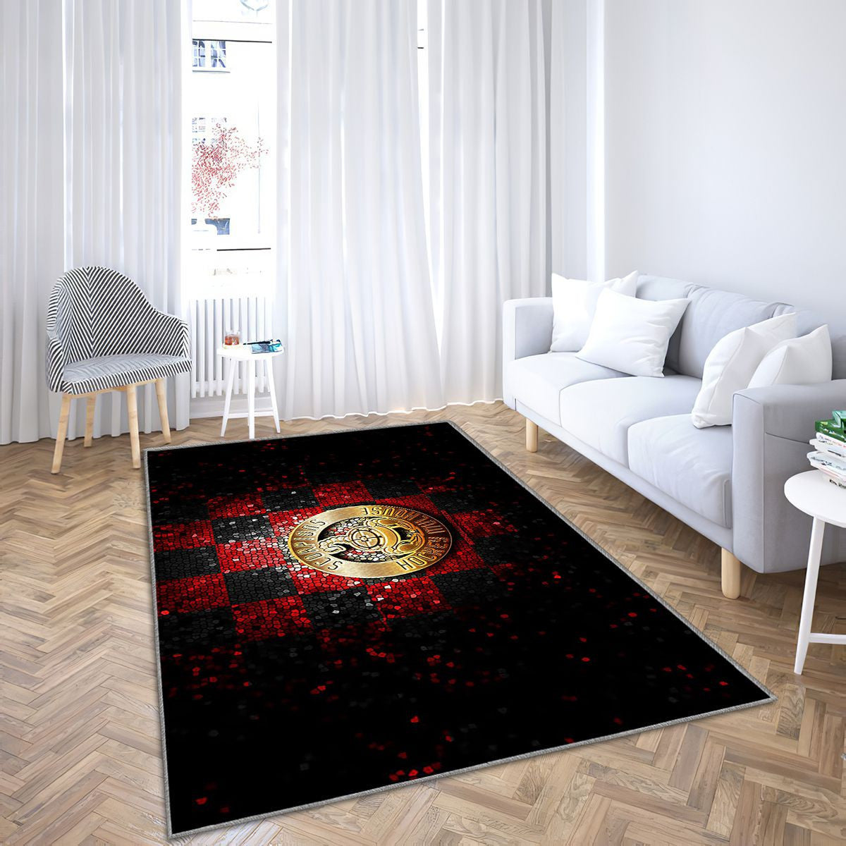 Scorpions Hockey Mulhouse Tapis Sol - Tapis De Salon, Ligue Magnus Rouge Noir Hockey Tapis Art, Tapis pour la décoration de la maison