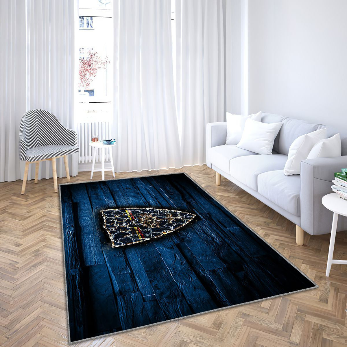 Lecce Fc Tapis Sol - Tapis De Salon, Serie B Club de Football Italien en Bois Bleu Tapis Art, Tapis pour la décoration de la maison
