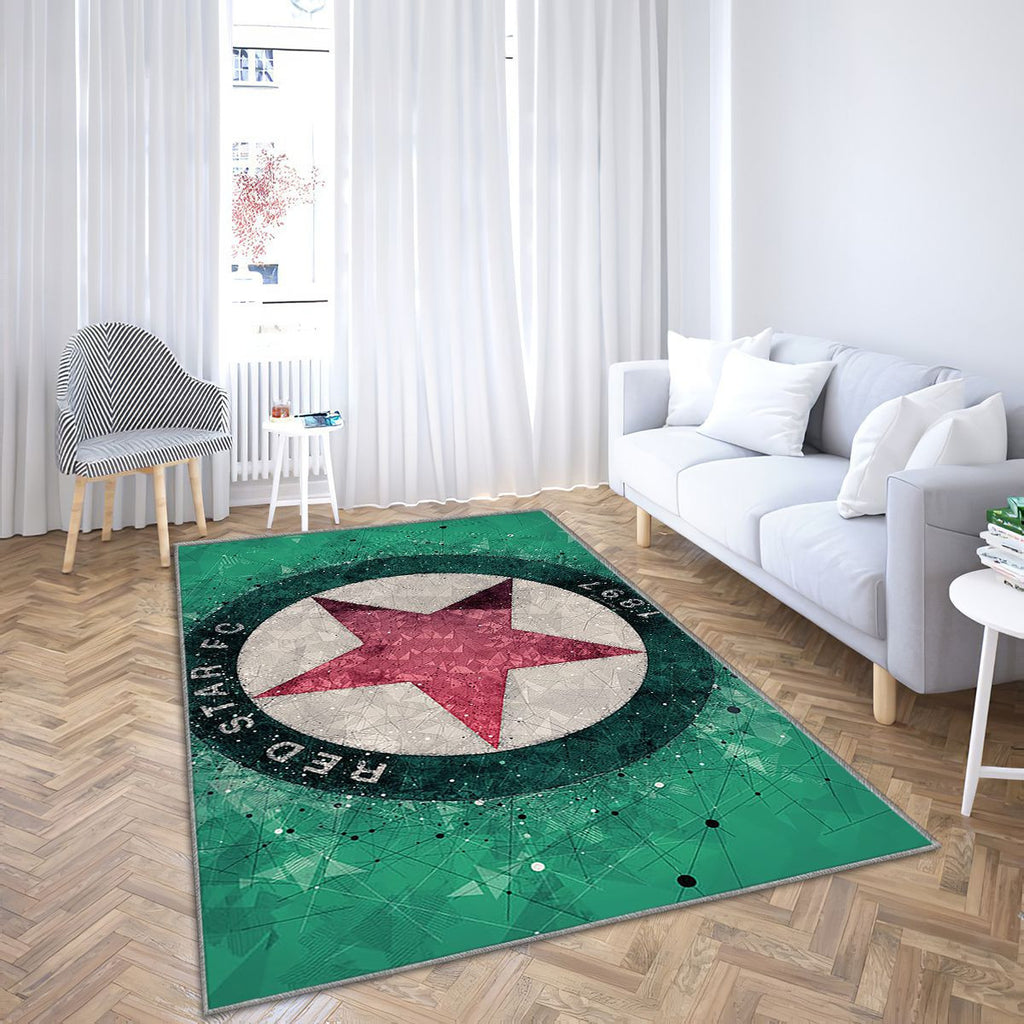 Logo Étoile Rouge Fc Tapis Sol - Tapis De Salon, Football Français Tapis Art, Tapis pour la décoration de la maison