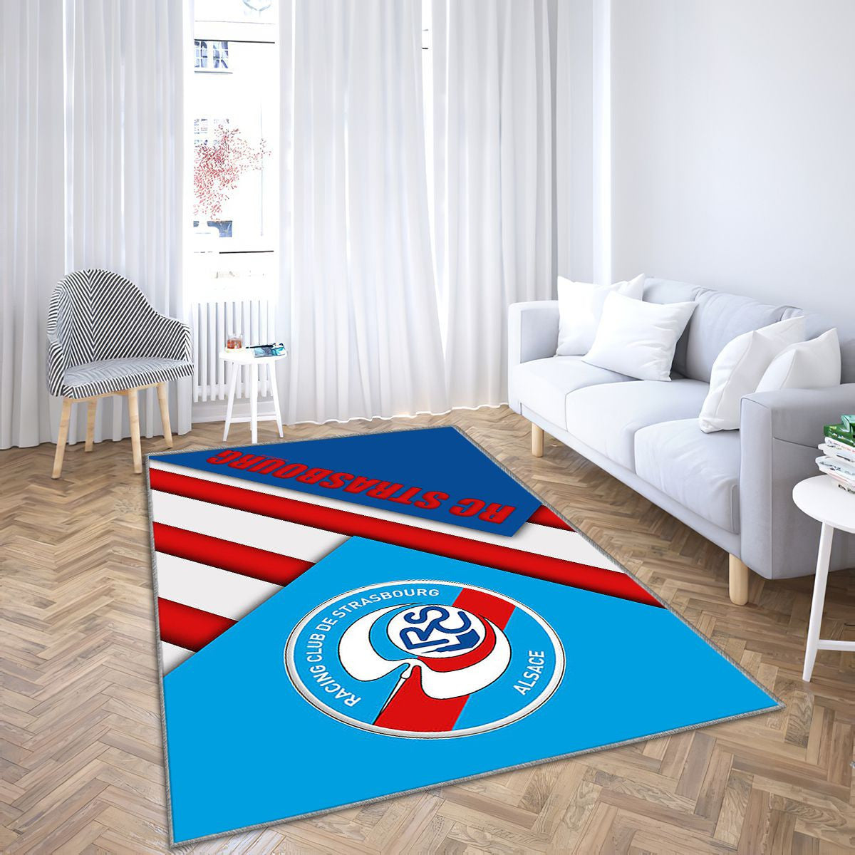 Rc Strasbourg Alsace Tapis Sol - Tapis De Salon, Football français Tapis Art, Tapis pour la décoration de la maison