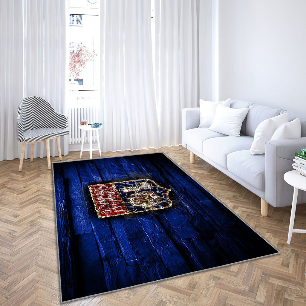 Olympique Lyonnais Fc Tapis Sol - Tapis De Salon, Ligue 1 Football Français En Bois Bleu Tapis Art, Tapis pour la décoration de la maison