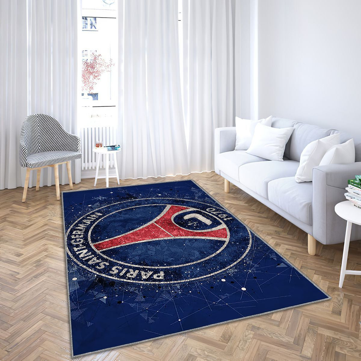 Paris Saint-Germain Fc Psggeometric Artfrench Football Tapis Sol - Tapis De Salon, France Style Rétro Tapis Art, Tapis pour la décoration de la maison