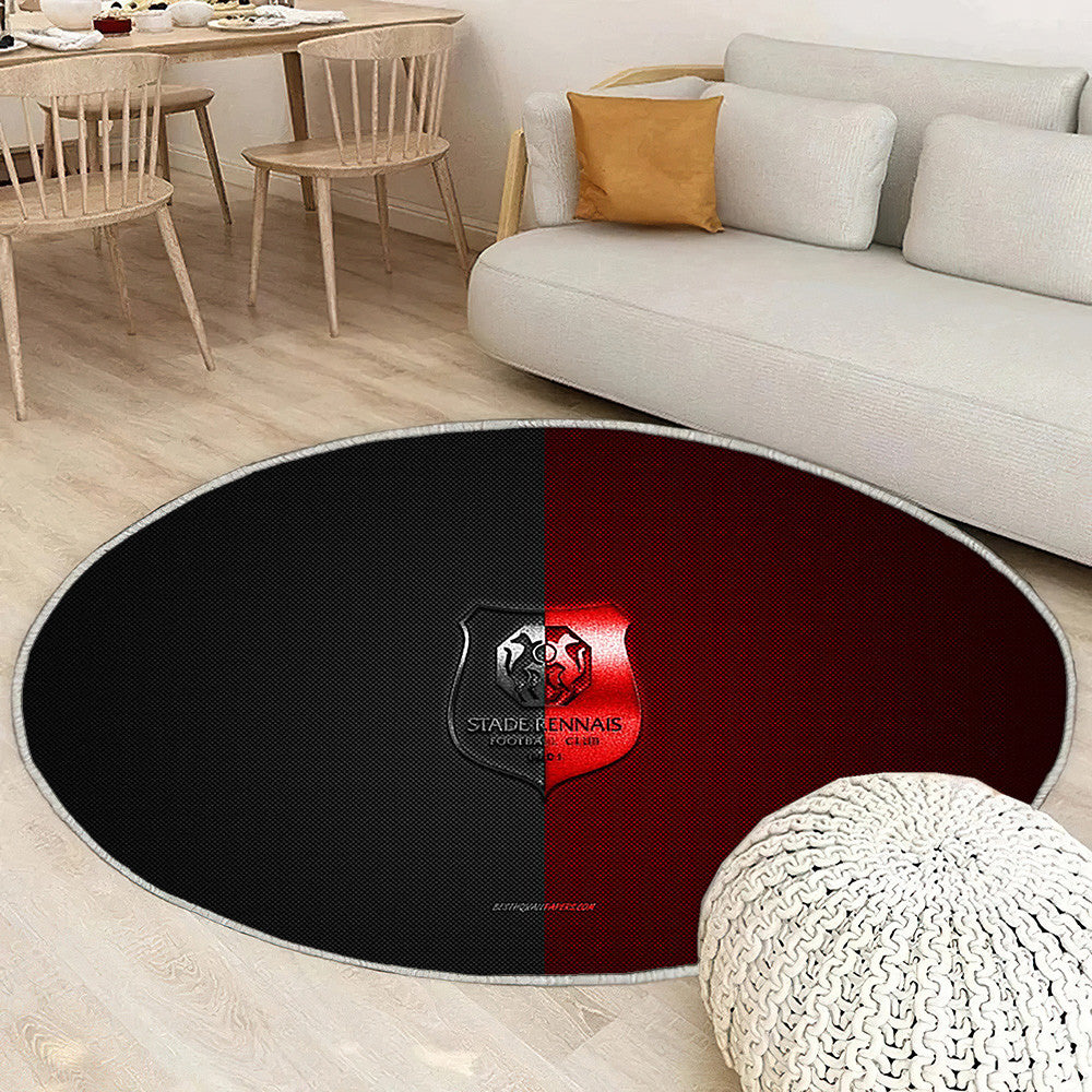 Stade Rennais Fc Tapis Sol - Tapis De Salon, Ligue 1 Rouge Noirrouge Noir Fibre De Carbone Tapis Art, Tapis pour la décoration de la maison