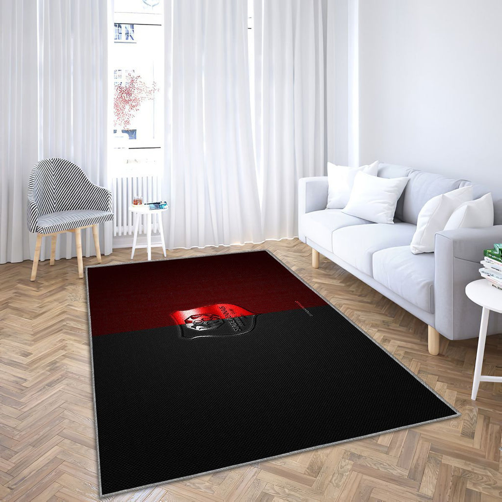 Stade Rennais Fc Tapis Sol - Tapis De Salon, Ligue 1 Rouge Noirrouge Noir Fibre De Carbone Tapis Art, Tapis pour la décoration de la maison