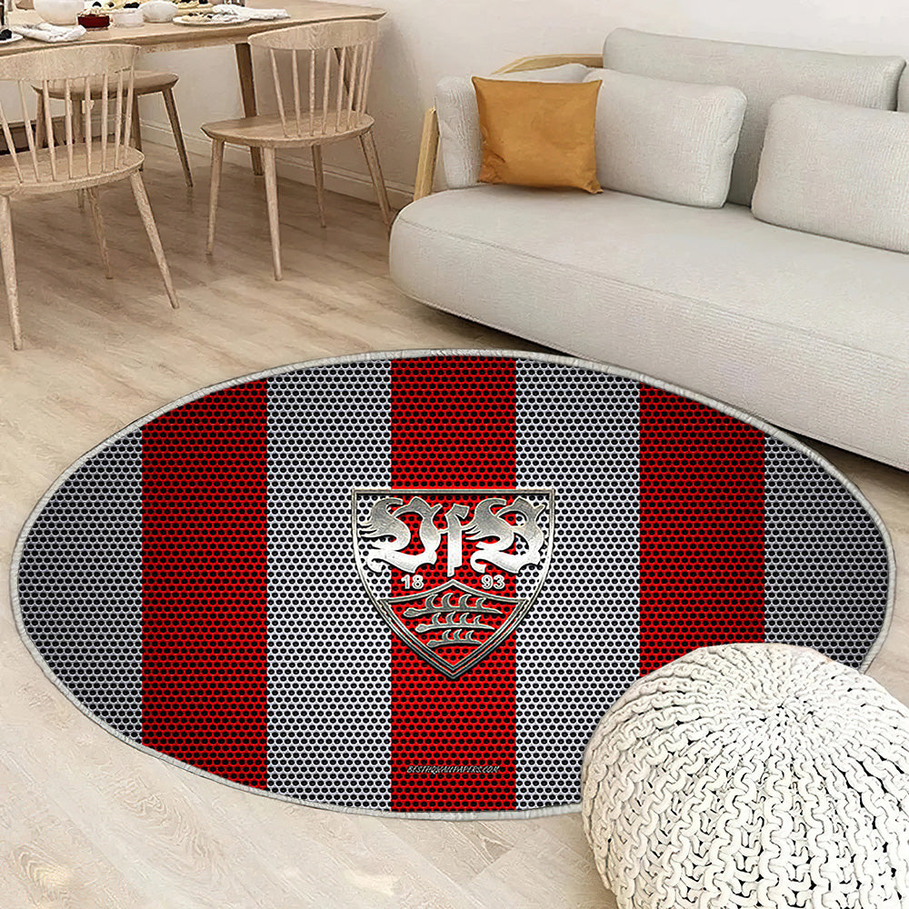 Logo Vfb Stuttgart et maille blanche Vfb Stuttgart Tapis Sol - Tapis De Salon, Stuttgart Allemagne Tapis Art, Tapis pour la décoration de la maison