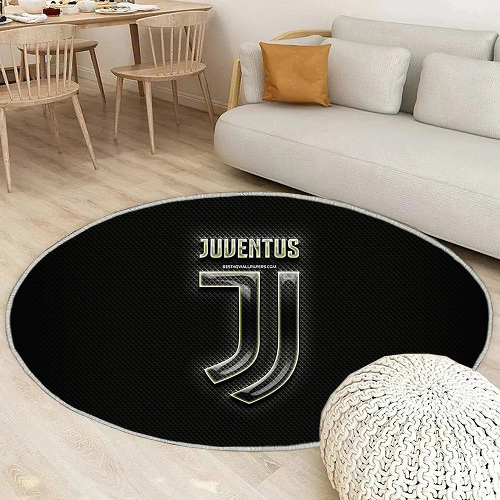Juventus Fc Tapis Sol - Tapis De Salon, Black Rhombic Serie A Football Tapis Art, Tapis pour la décoration de la maison