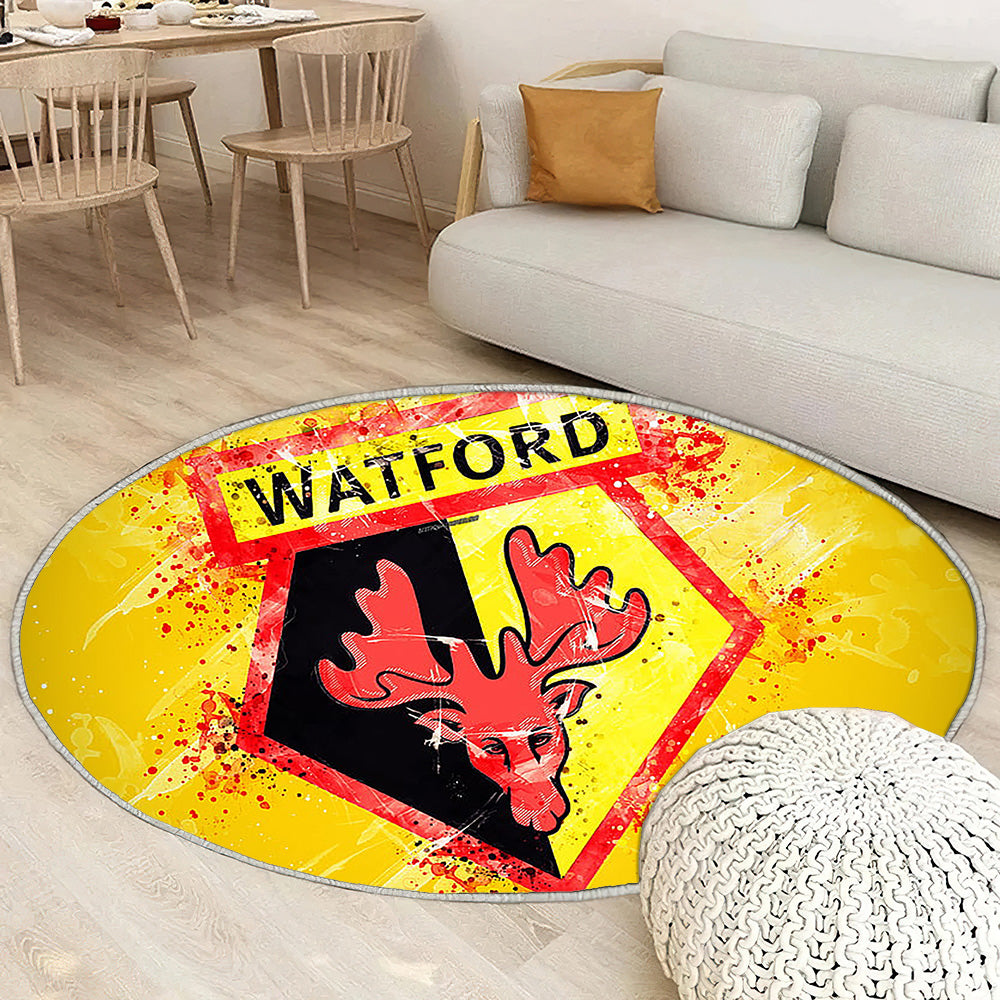 Watford Fc Paint Artenglish Football Team Premier League Tapis Sol - Tapis De Salon, fond jaune Tapis Art, Tapis pour la décoration de la maison