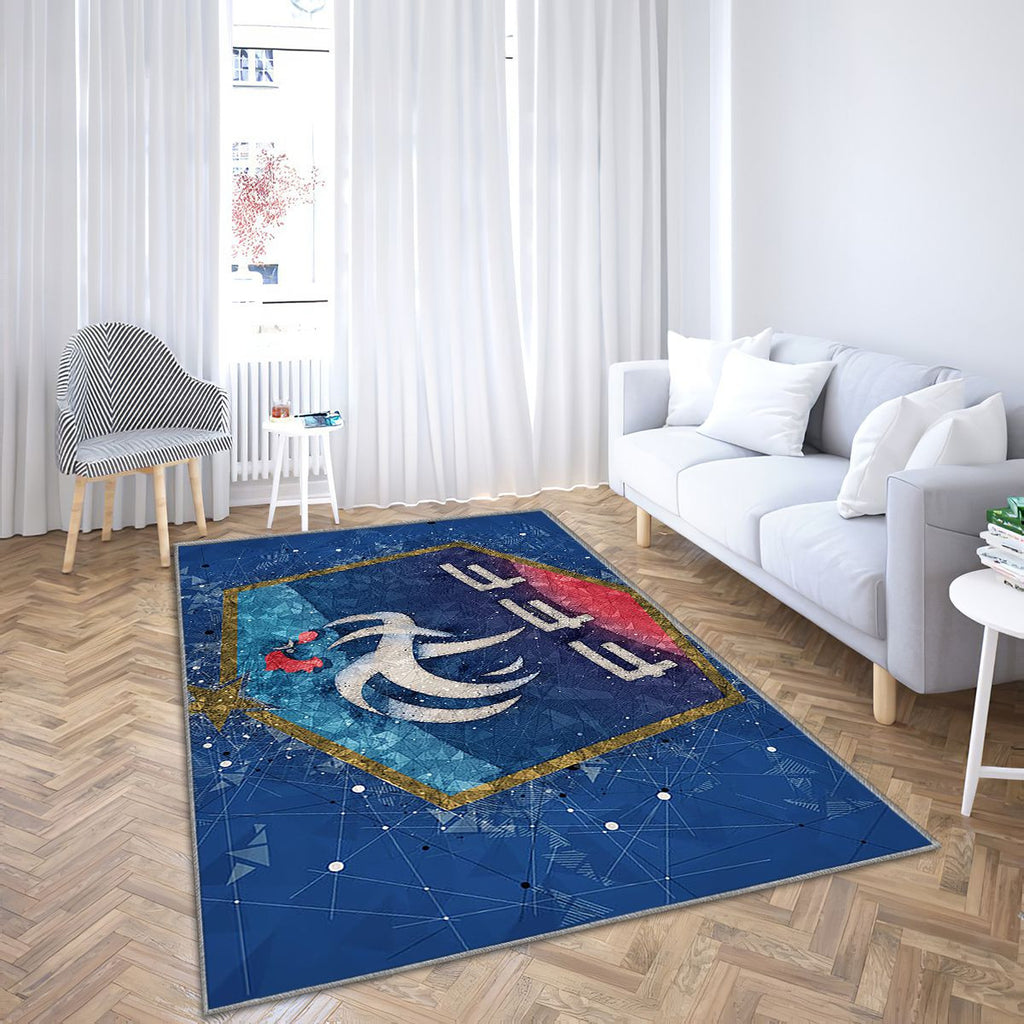 Art géométrique de l'équipe nationale de football de France Tapis Sol - Tapis De Salon, Bleu Uefa Tapis Art, Tapis pour la décoration de la maison