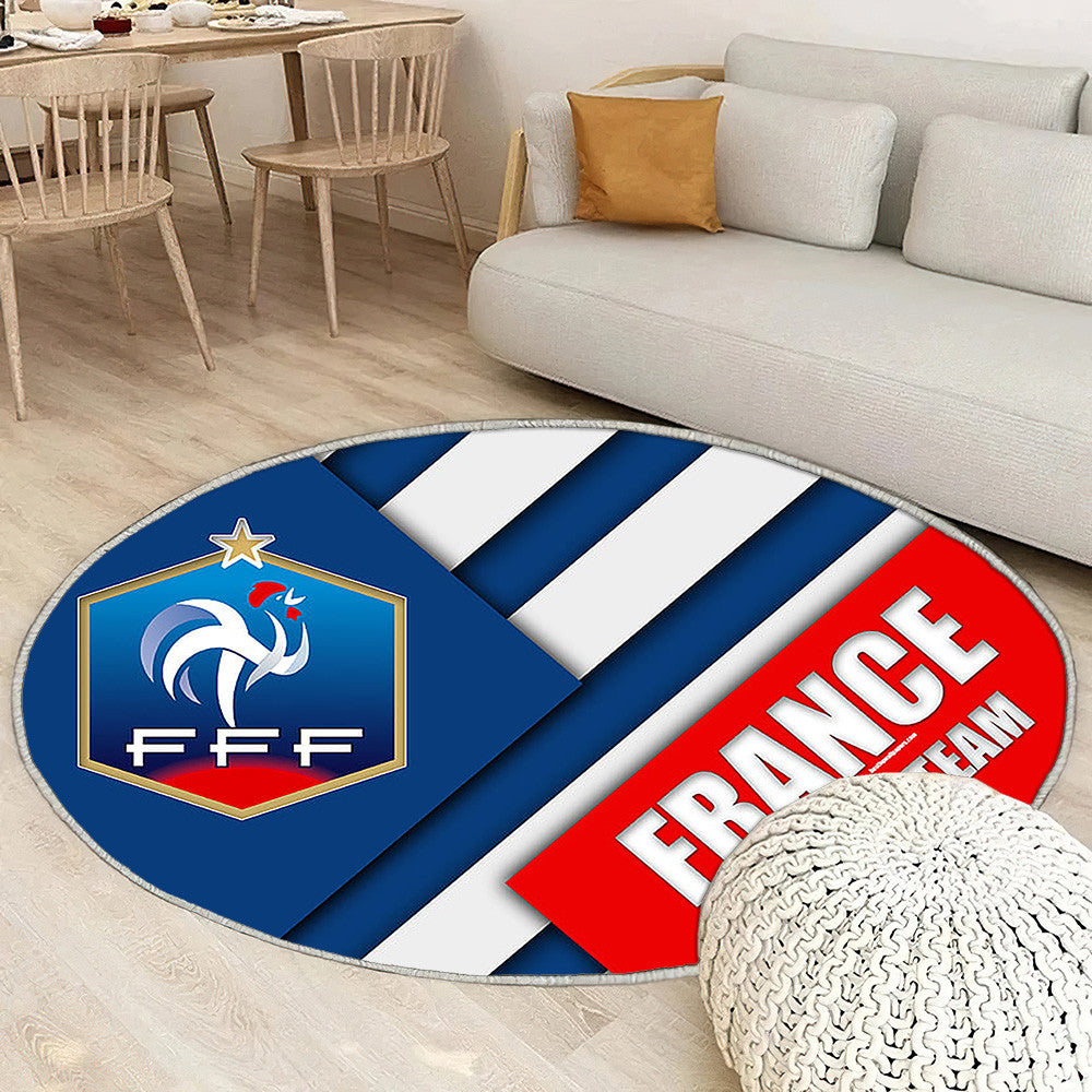 Emblème de l'équipe nationale de football de France Tapis Sol - Tapis De Salon, bleu rouge Ionfootball Tapis Art, Tapis pour la décoration de la maison