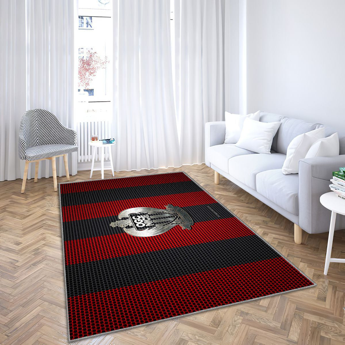 Ogc Nice Logo Rouge-Maille Noire Ogc Nice Tapis Sol - Tapis De Salon, Nice France Tapis Art, Tapis pour la décoration de la maison