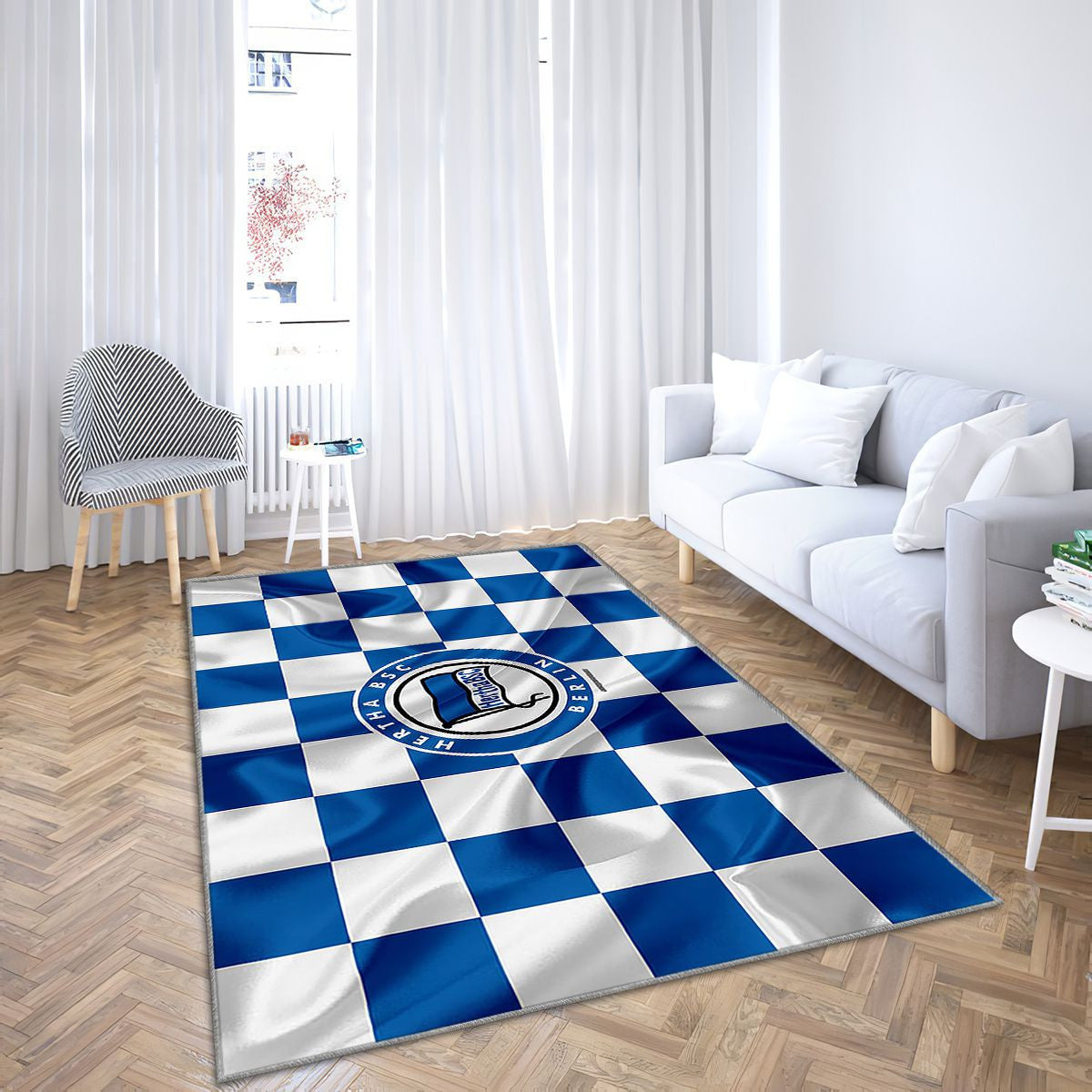 Logo Hertha Bsc Tapis Sol - Tapis De Salon, drapeau bleu blanc Tapis Art, Tapis pour la décoration de la maison