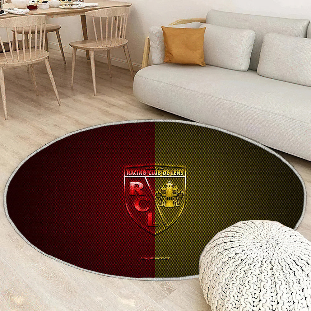 Lens Rc Tapis Sol - Tapis De Salon, Ligue 2 Rouge Jaunerouge Jaune Fibre de Carbone Tapis Art, Tapis pour la décoration de la maison
