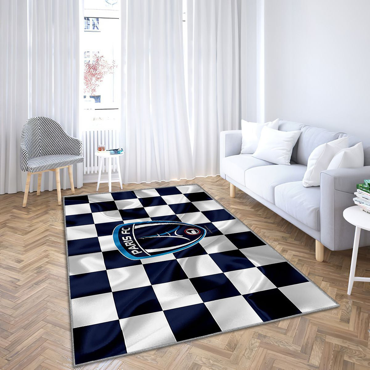 Logo Paris Fc Tapis Sol - Tapis De Salon, Drapeau Bleu Blanc Football Paris Tapis Art, Tapis pour la décoration de la maison